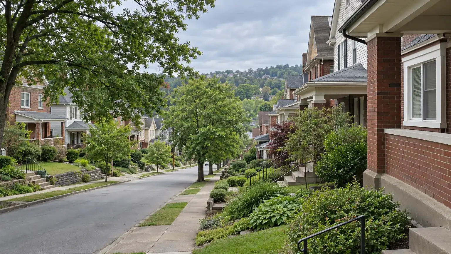 Typical neighborhood street in the Pittsburgh area